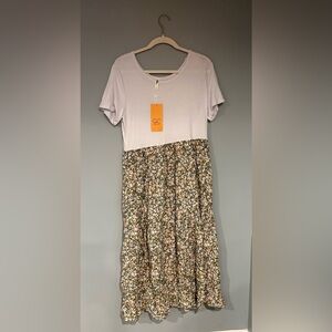 Women's Floral Maxi Dress - White and Green